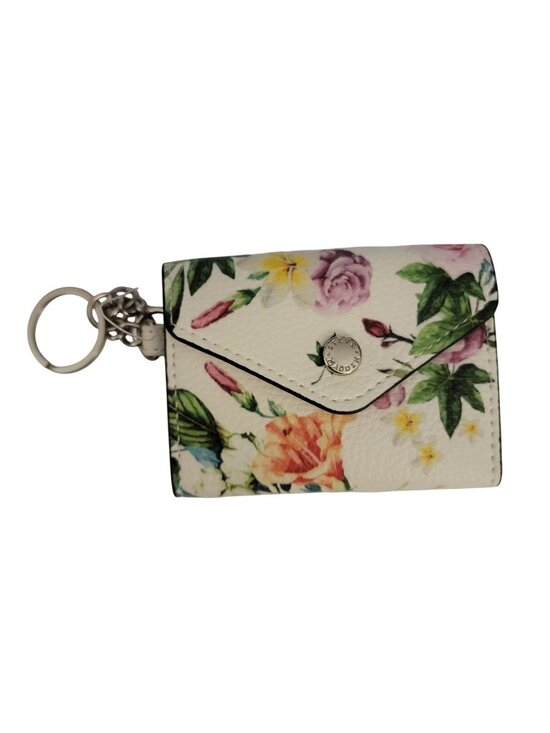 Steve Madden Handbags - Steve Madden Floral Mini Wallet Keychain Card Holder – Snap Closure, Cream Multi